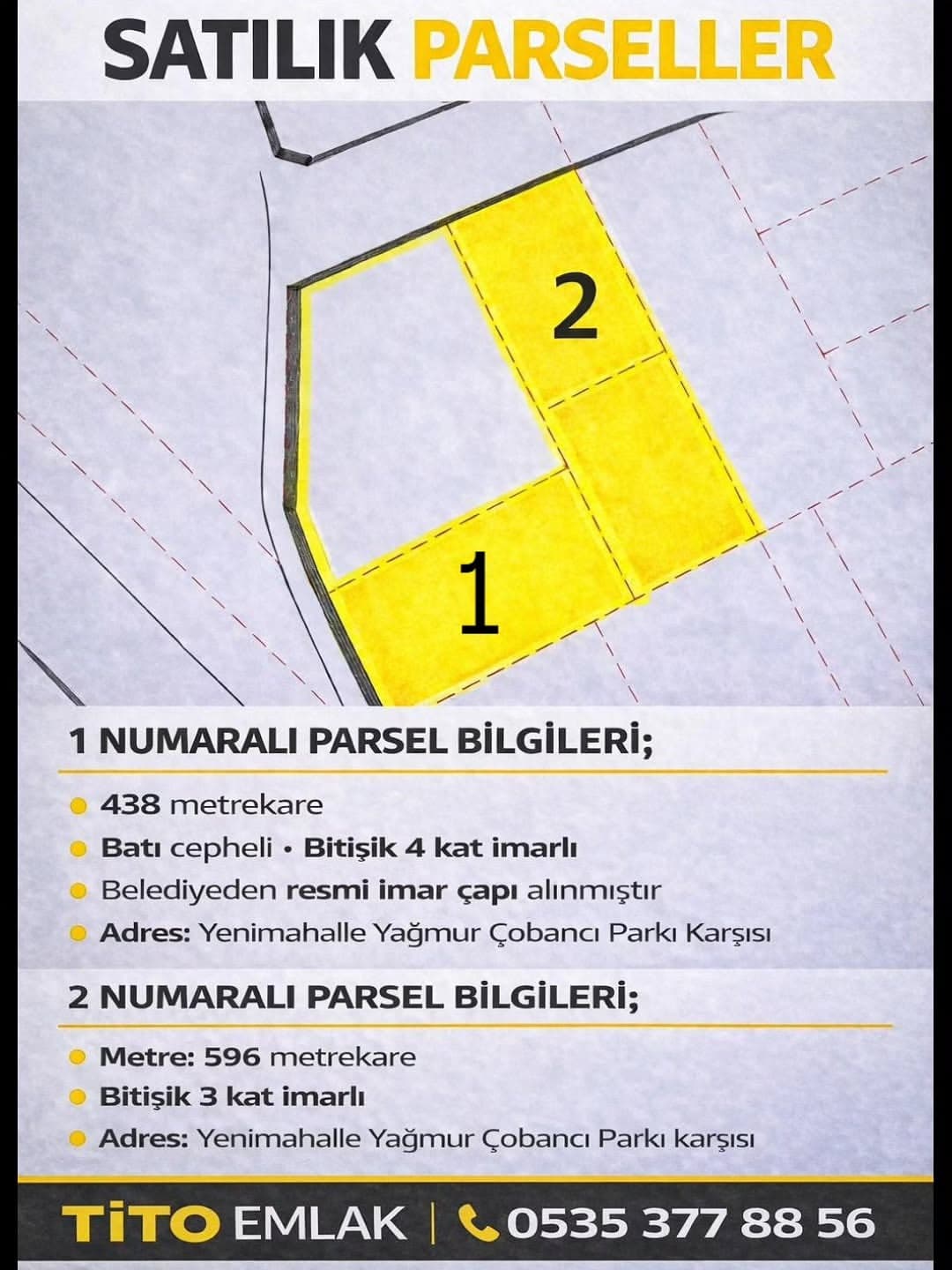 YENİ MAHALLE YAĞMUR ÇOBANCI KARŞISI  BİTİŞİK 4 KAT İMARLI